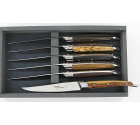 Laguiole moderne 6 Bois Différents - coffret de 6 pièces